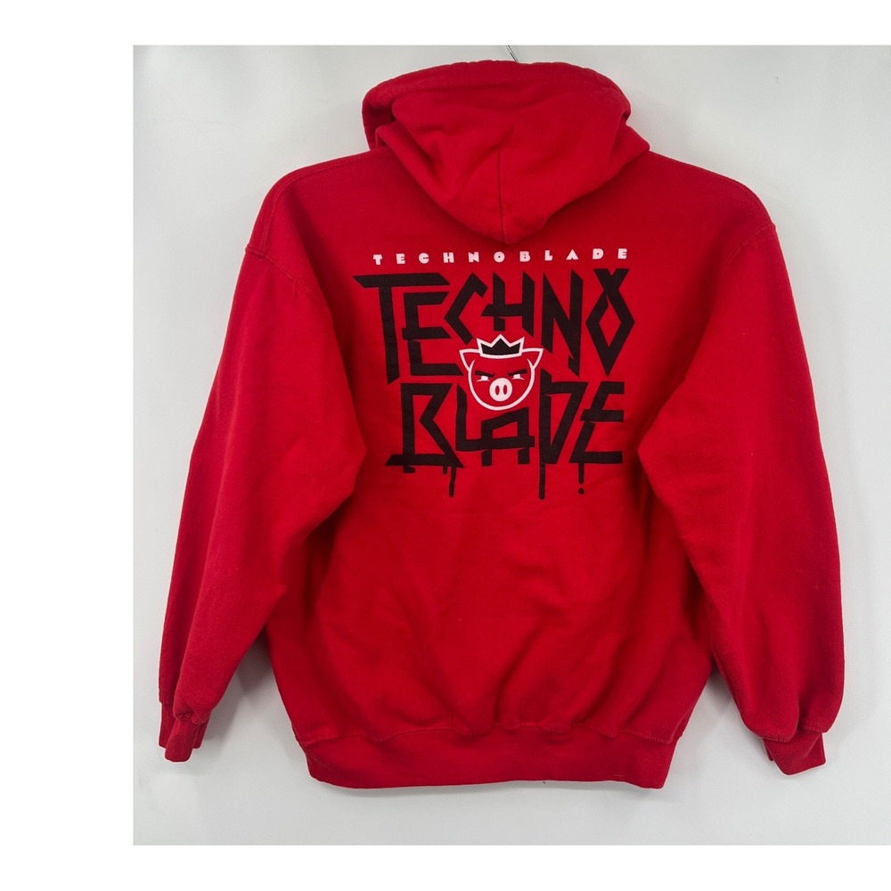Technoblade Hoodie Red Pig King‎ Pullover Sweatshirt M Gaming YouTuber Merch